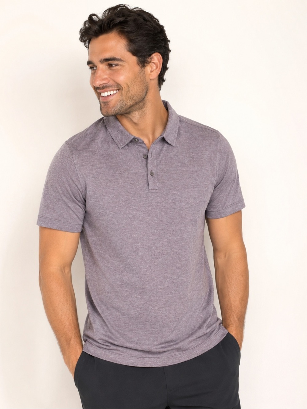 Lululemon Men’s Heathered Performance Polo Shirt Purple Size Small NWOT